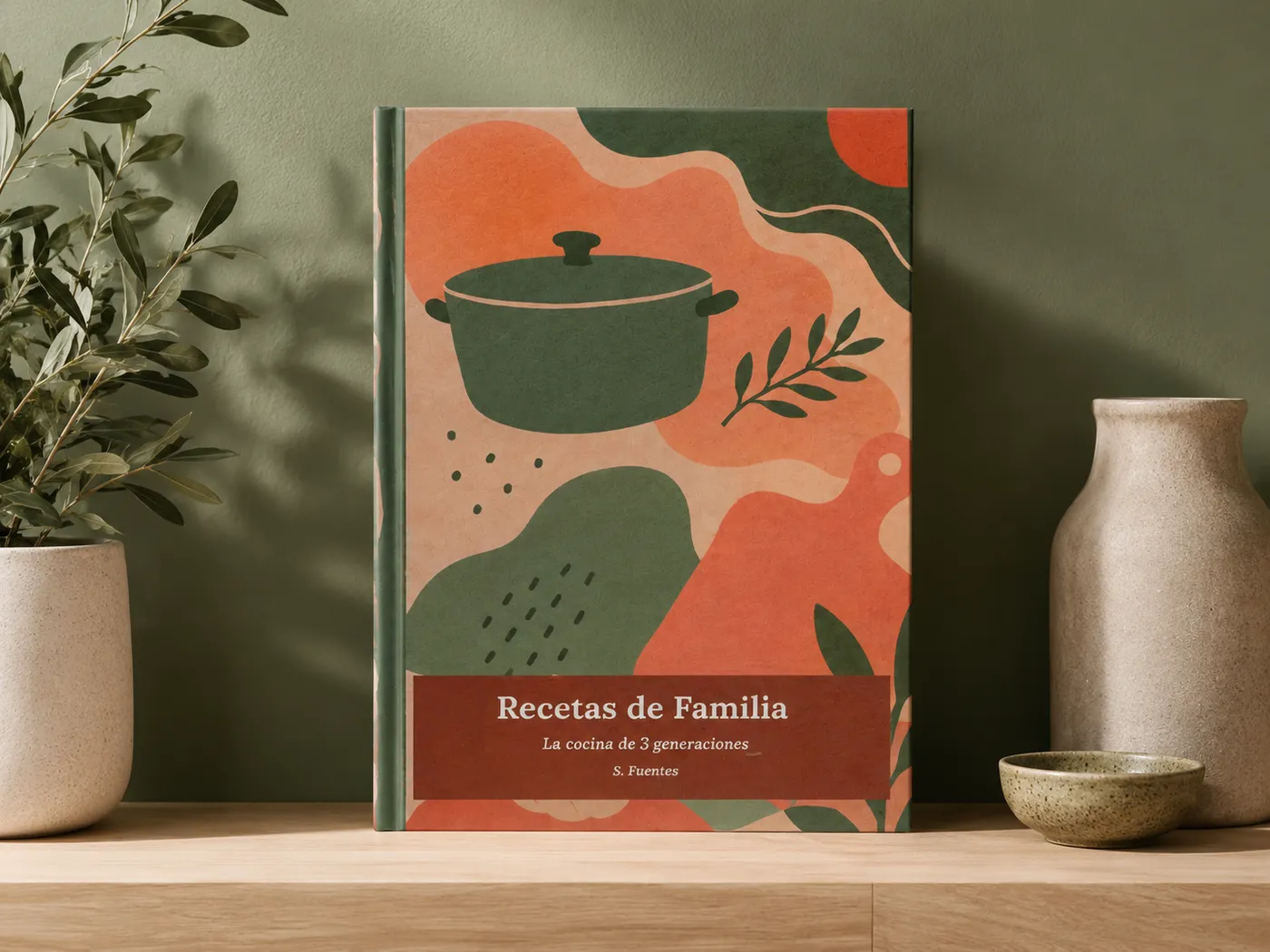 Libro de recetas de familia recién encuadernado