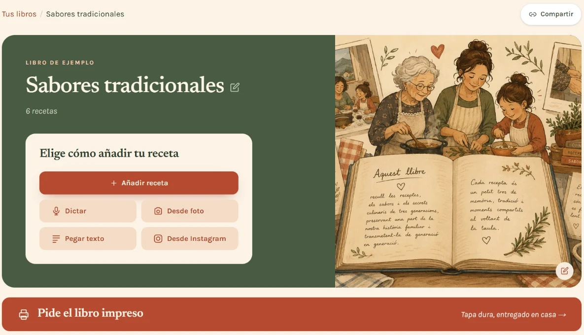 Portada del libro Sabores tradicionales dentro de la aplicación